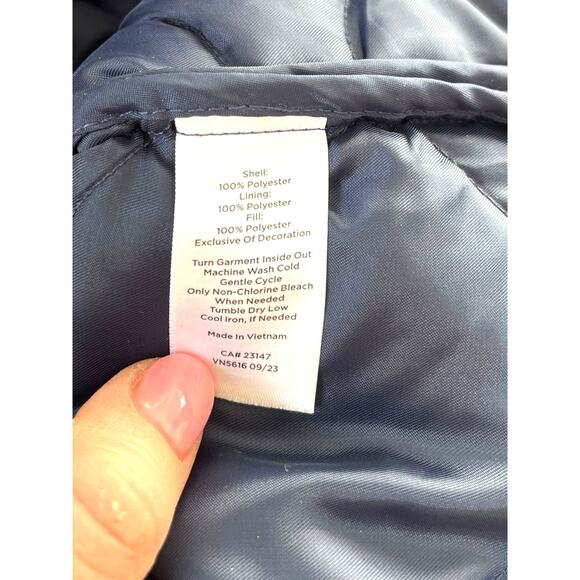 Talbots QUILTED JACKET | Plus 2X, Blue & Cream Floral Ditsy Foulard - Picture 11 of 13